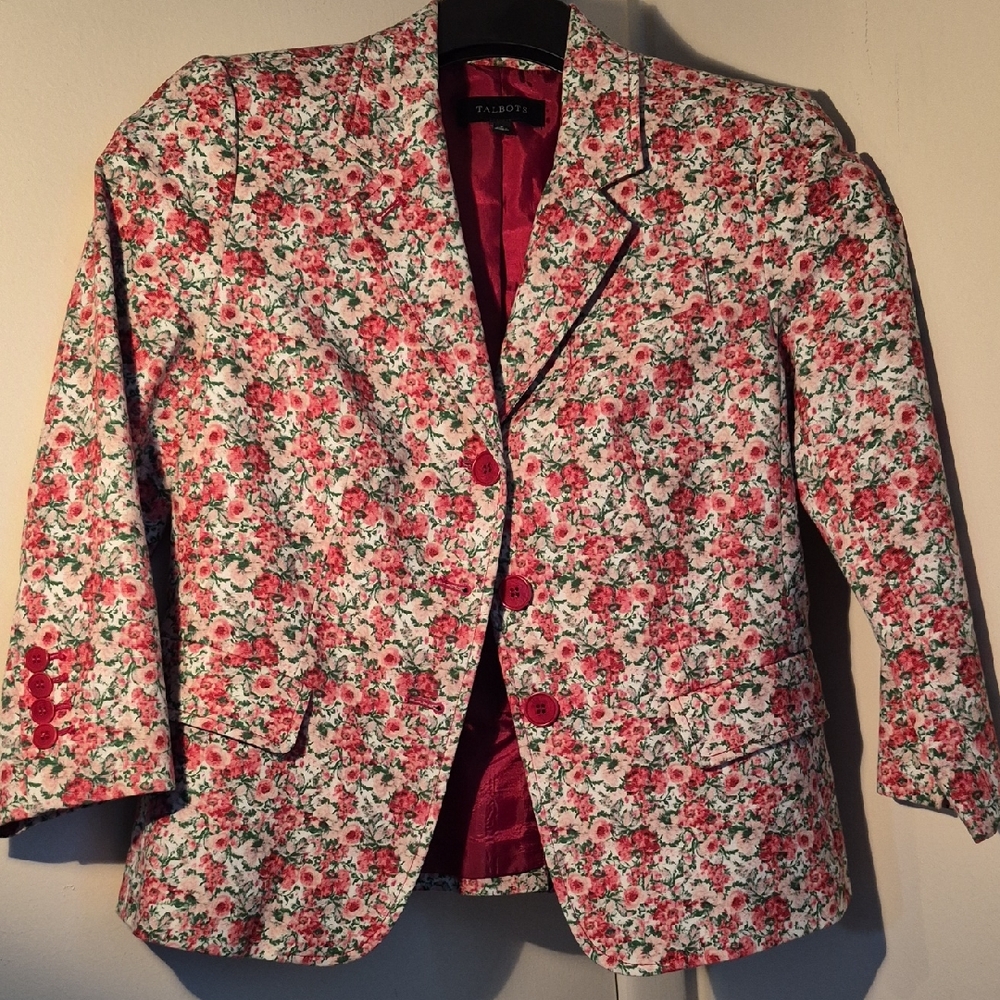Talbots Pink and White Floral Blazer